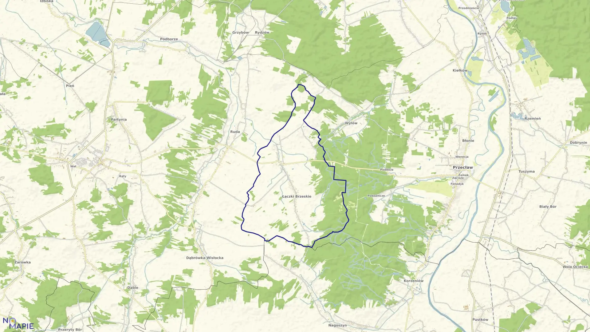 Mapa obrębu Łączki Brzeskie w gminie Przecław