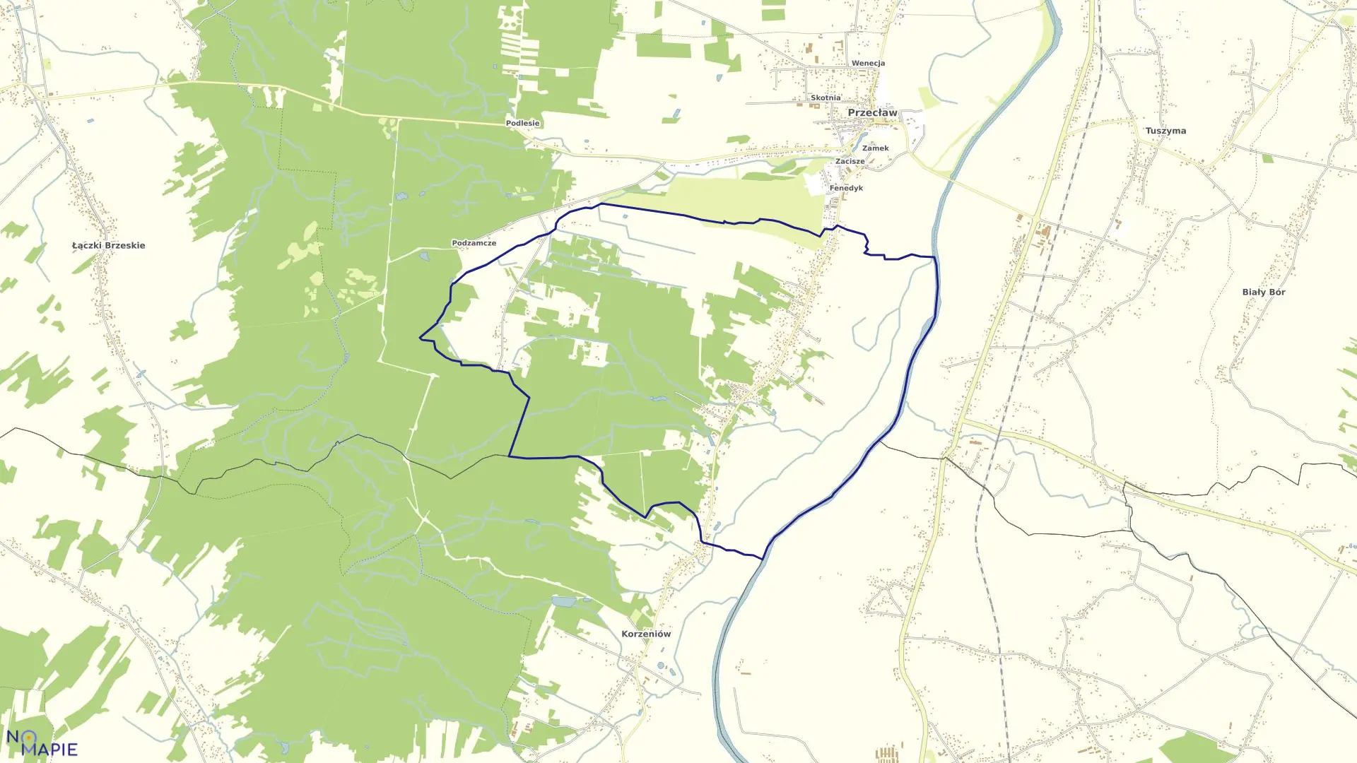 Mapa obrębu Podole w gminie Przecław